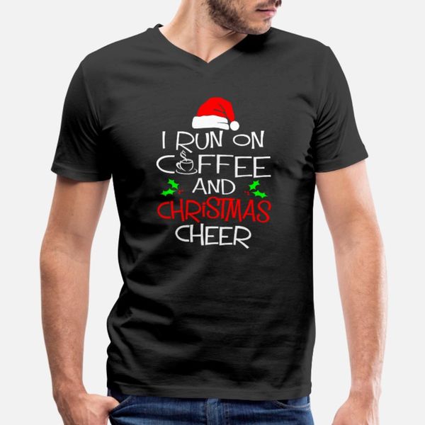 

i run on coffee and christmas cheer funny xmas t shirt men designer 100% cotton s-xxxl letters famous fashion spring autumn novelty shirt