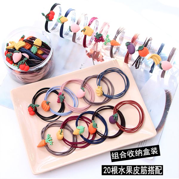 

hair accessories chantalbaby 5pcs head rope female cute fruit girl ins red rubber band cherry ring headwear baby headband, Slivery;white