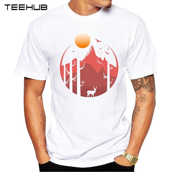 

2019 teehub летняя мода креатив природа закат printed t-shirt с коротким рукавом популярные дизайн tops новизна tee