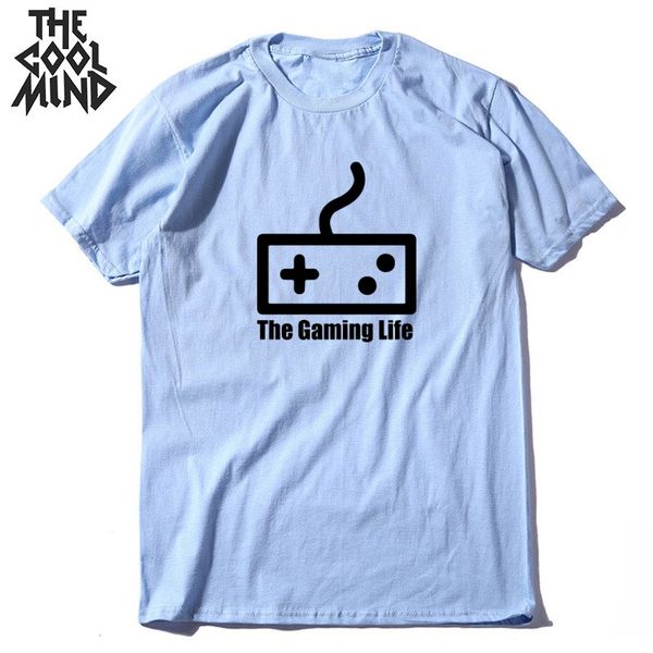

coolmind 100% cotton the gaming life print men t shirt loose o-neck men tshirt cool short sleeve t-shirt male men tee shirts