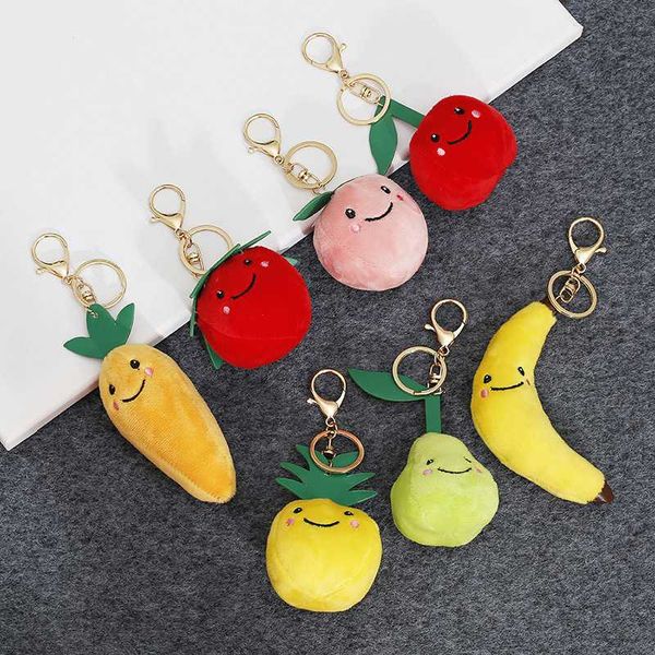 

fashion creative cute fruit diy accessories keychain car hanging key rings bag charms with chains pendants key holder gift, Silver