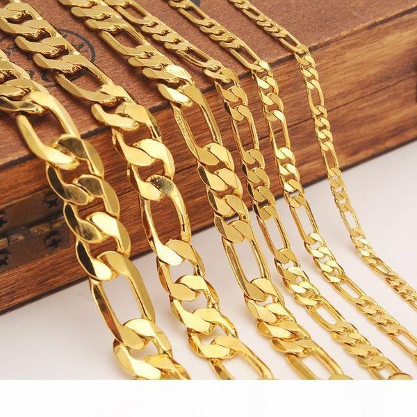 

mens женщин solid gold gf 3 4 5 6 7 9 10 12 мм ширина выберите итальянский figaro ссылка цепи ожерелье браслет оптовая продажа ювелирных изд, Silver
