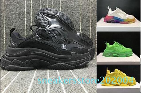 

platform casual shoes men green triple s sneakers women leather casual shoes lace-up casual flat shoes red bottoms kanye clear s04, Black