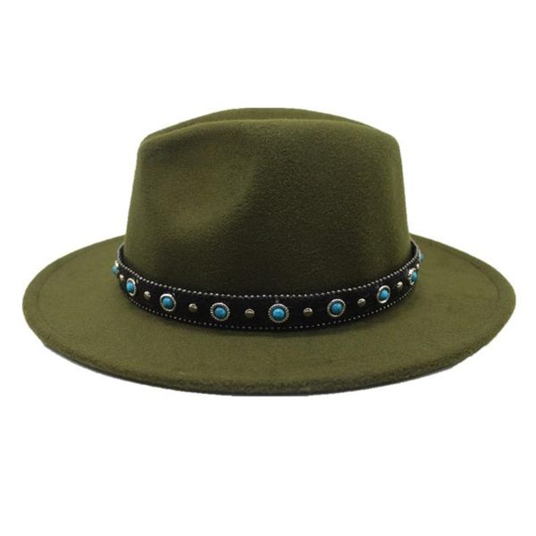 

vintage authentic fedora hat for men women with punk belt winter outdoor casual hat wide brim size 56-58cm, Blue;gray
