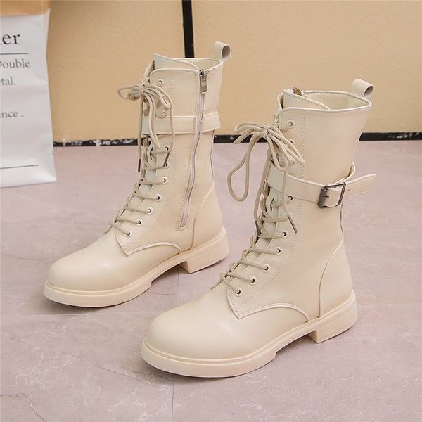 

2020 autumn and winter new martin boots women fashion simple solid color high boots comfortable casual, Black