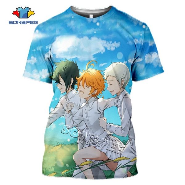 

the promised neverland anime summer men 3d print shirts harajuku plus size plus size men clothing