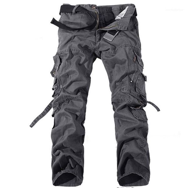 

men casual trousers fashion selling clothing pocket bandage mens cargo pants solid color loose cool, Black