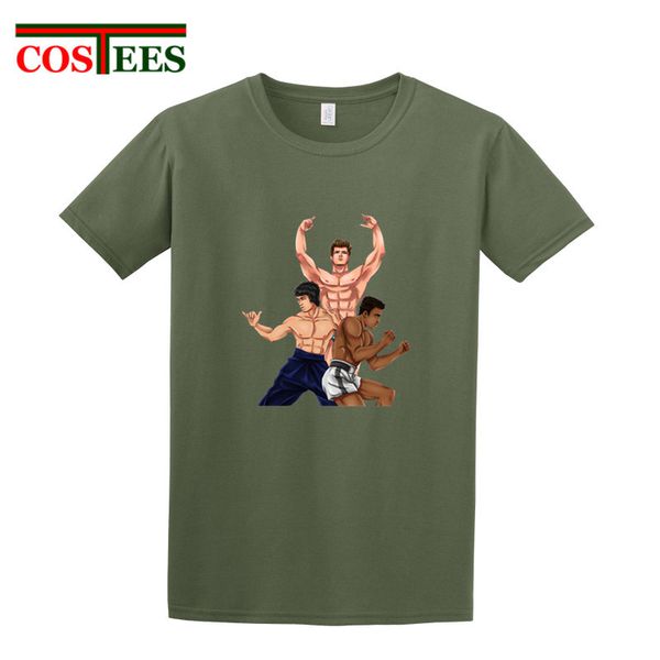 

cartoon become your own legend t shirts bruce lee artial arts muhammad ali boxing t-shirt homme steve reeve body building tshirt