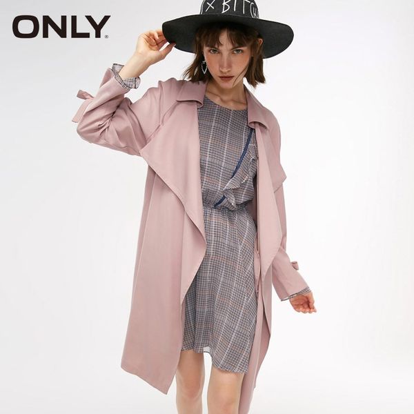 

only women's loose fit mid-length trench coat | 118336525, Tan;black