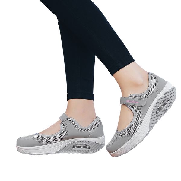 

summer women flat platform shoes woman casual mesh breathable slip on fabric sneakers shoes for women female mary jane shoe, Black