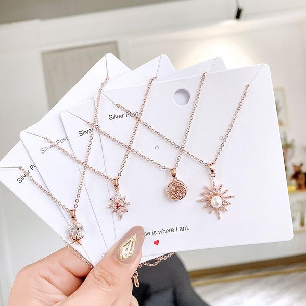 

2020 designer new zircon pendant necklace female clavicle chain small fresh fashion choker chain neck chain female, Silver
