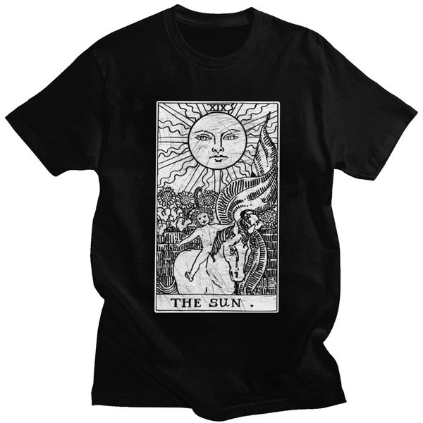 

trendy the sun tarot card major arcana fortune telling occult tshirt short sleeved cotton t-shirt halloween tee shirt merch gift