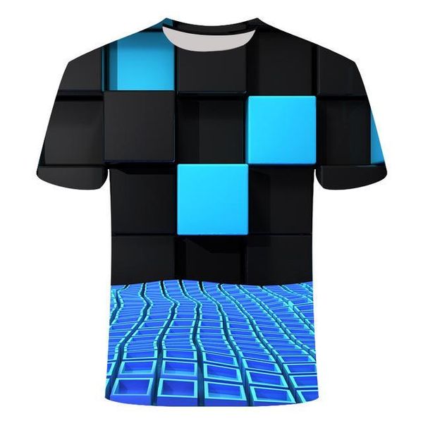 

european and american men 3dt summer printing color block 3d 3d print shirts graphic oversized aesthetic men clothing