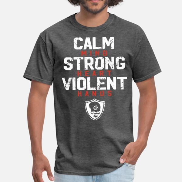 

спокойный ум сильного сердца яростные руки викинг т рубашка мужчин настроенных футболка круглой воротник джентльмены graphic аутентичной вес