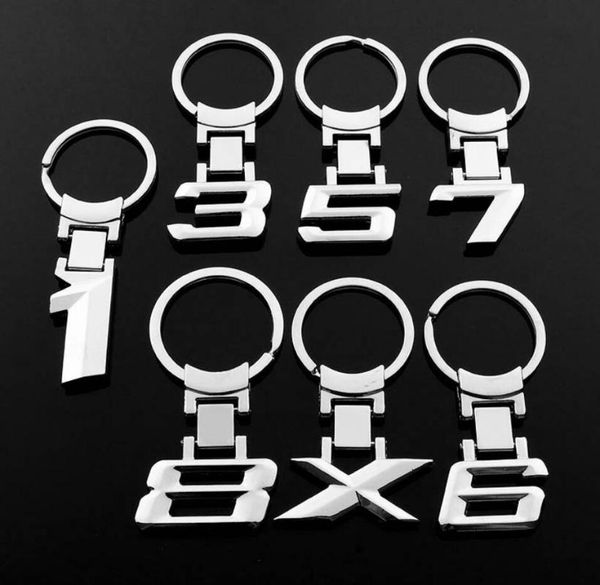 

4pcs car keychain digital car logo metal keychain key rings men's waist hanging key holder for accessories, Silver