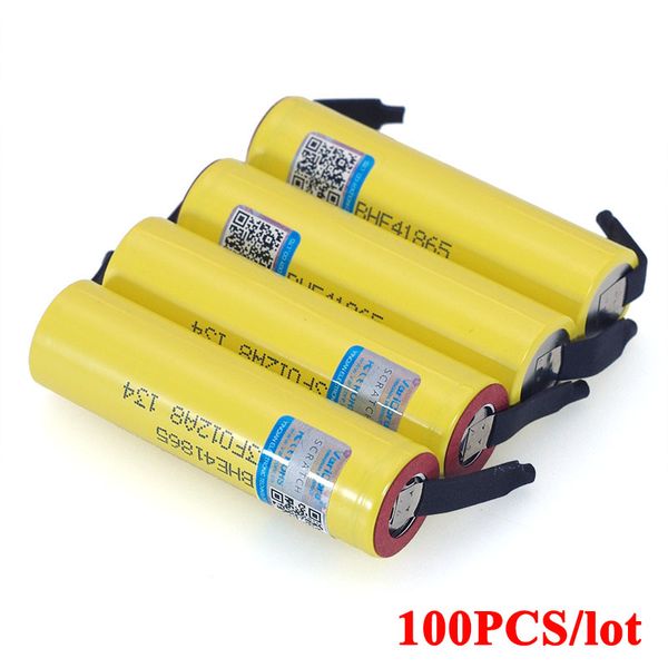 100pcs Yeni Orijinal HE4 18650 şarj edilebilir Li-lon pil 3.6V 2500mAh Pil 20A 35A deşarj + DIY Nikel tabakası