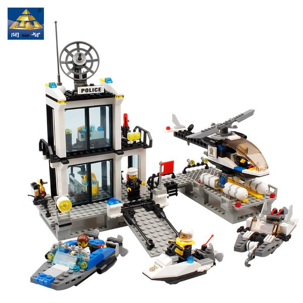 

children's toys building blocks marine police station puzzle assemble blocks toys both boy and girl