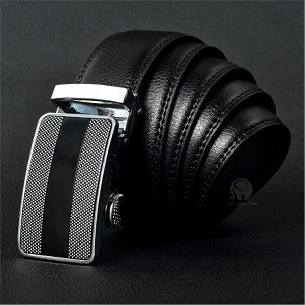 

name fashion men's business waist belts automatic buckle genuine leather belts for men 105-125cm ing, Blue;gray