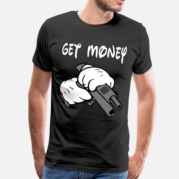 

get money cartoon hands gun thug swag urban hip ho t shirt men designer cotton round neck basic solid crazy authentic spring autumn shirt