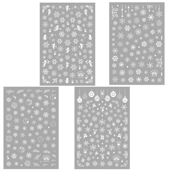 

4 sheet nail sticker christmas nail sticker creative decal manicure, Black
