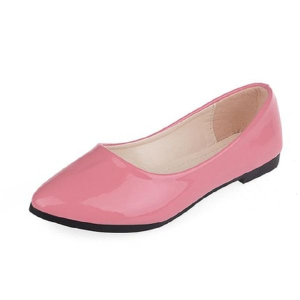 

2020 spring and autumn new women's flat shoes single shoes flat with feet shallow mouth patent leather pointed casual student, Black