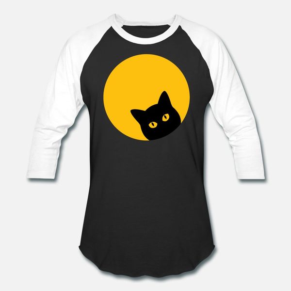 

solar eclipse black cat yellow eye full moon shirt t shirt men print short sleeve round neck letter anti-wrinkle breathable outfit shirt