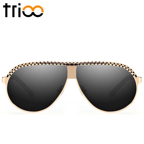 

sunglasses trioo oversized polarized men flat black male shades special chess lattice designer sun glasses original case, White;black