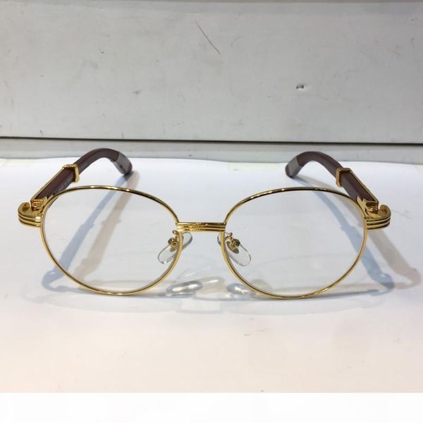 

K Luxury 8101013 Glasses Prescription Eyewear Vintage Round Frame Wooden Men Designer Eyeglasses With Original Case Retro Design Gold P