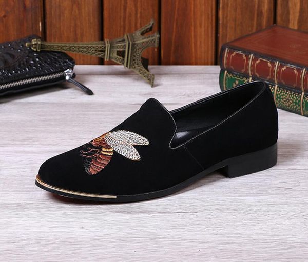 

2018 new wedding dress shoes golden set auger men genuine leather designer men tassel business shoes smoking slipper size : eur38~45 dh2h9, Black