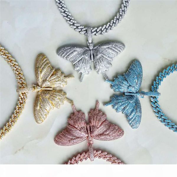 

ожерелье необычные ювелирные изделия ожерелья позолоченные micro асфальтовая cz кубический циркон алмазный бабочка с cz кубинский звено цепи, Silver