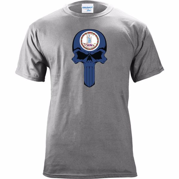 

2019 letter print sleeve tee shirt homme tshirt original virginia state flag skull cool t shirts for men