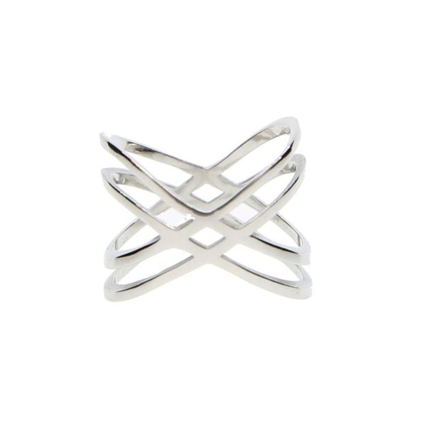 

2020 plain no stone simple long women finger rings,sterling silver 925 criss cross x cross rings, Golden;silver