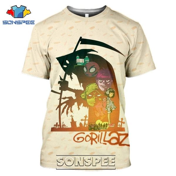 

men gorillaz popular cartoon 3d print shirts oversized humor graphic men clothing