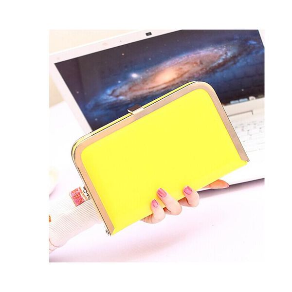 

new- candy color patent leather clip clutch pu covered evening bag multicolor purse
