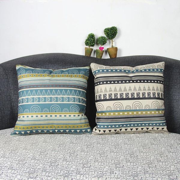 

45 * 45cm home sofa decor throw pillowcase linen pillow cover geometric stripe printed chair cushion case bc bh0876