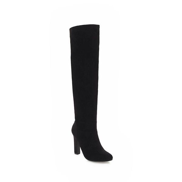 

suede super high heel boots, Black