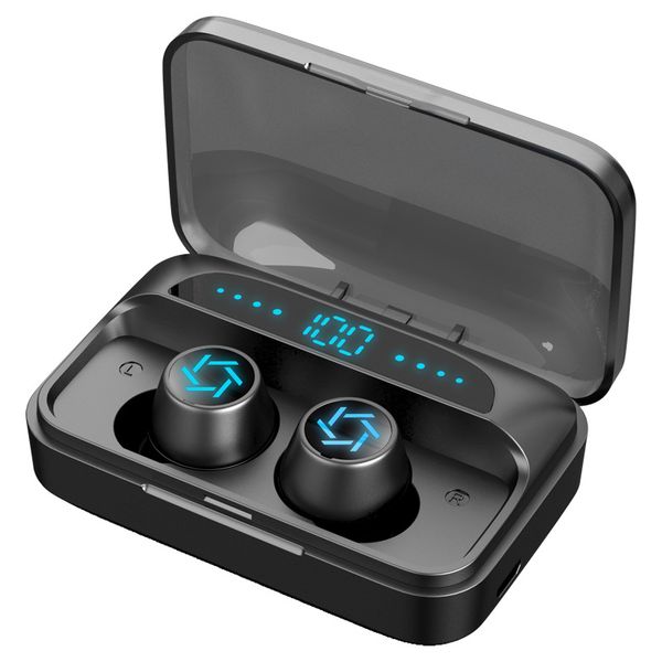 

bluetooth wireless headphones led display noise reduction binaural call earphones in-ear earbuds fingerprint control mini sport headset