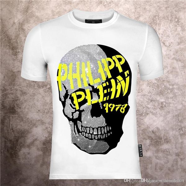 

philip plain brand mens designer t shirts firmata uomo fashion luxury designer t shirt summer homme mens skull tshirt tee 532, White