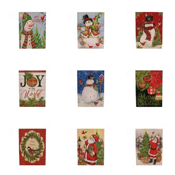 

christmas garden flag waterproof linen merry christmas print double-sided garden banner holiday party flag#506