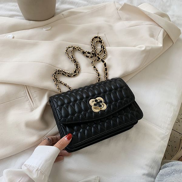 

new bag in summer 2020, flower lock sewing small square bag, chain single shoulder messenger bag