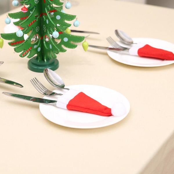 

non-woven fabrics decorative christmas hat new year christmas decorative tableware fork set hat storage tool #37