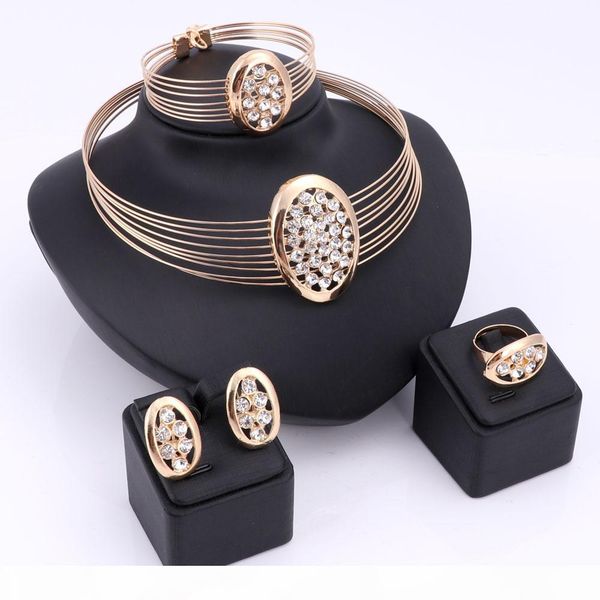 

big nigerian wedding african beads jewelry sets crystal fashion dubai gold silver plated jewelry sets for women costume design, Slivery;golden
