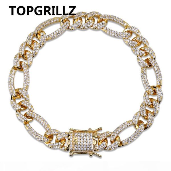 

topgrillz золото серебро цвет iced out кубический циркон кубинский звено цепи браслет мужчины hip hop шарм трендовые ювелирные подарки, Golden;silver