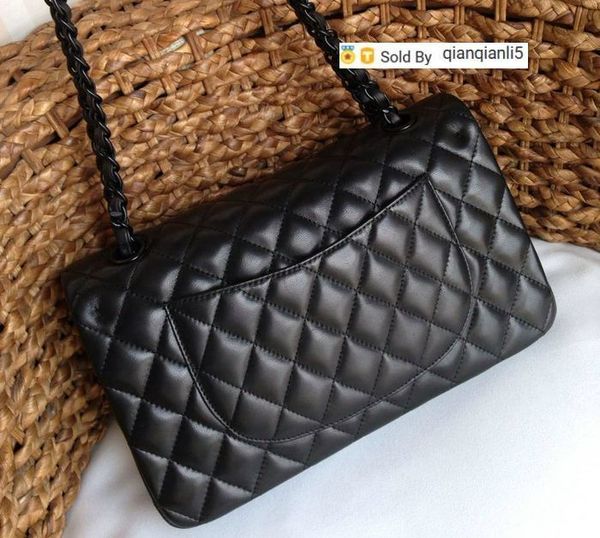 

qianqianli5 vlx3 classic double flap bag genuine lambskin quilted chain bag with black hardware womenmessenger bag