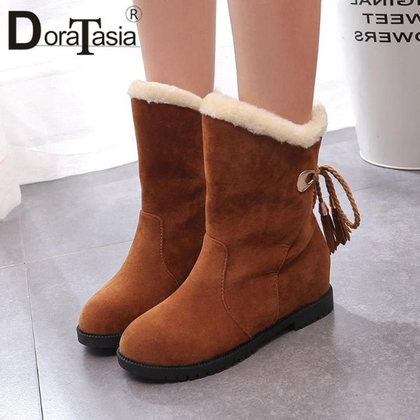 

doratasia lady flock round toe lace up solid winter boots warm drop shipping boots women fashion casual daily shoes woman, Black