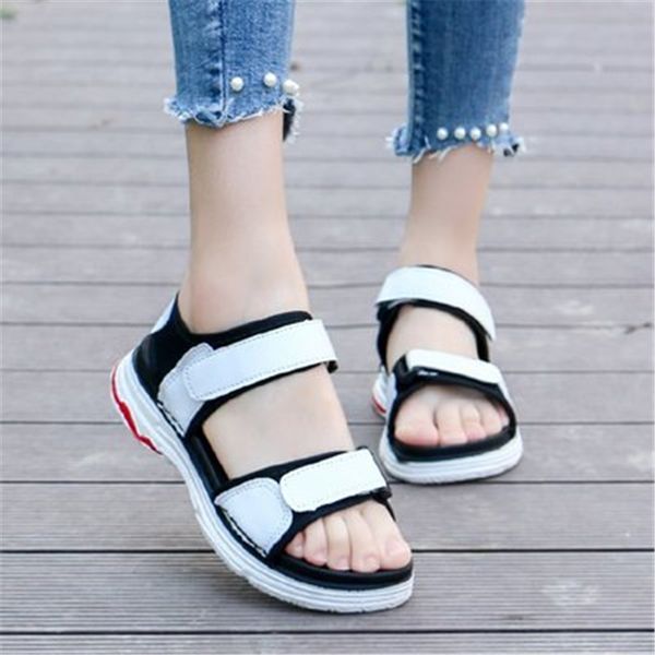 

sandals siddons sports style women summer open toe fashion mixed color ladies casual running shoe woman ankle strap roman sandal, Black