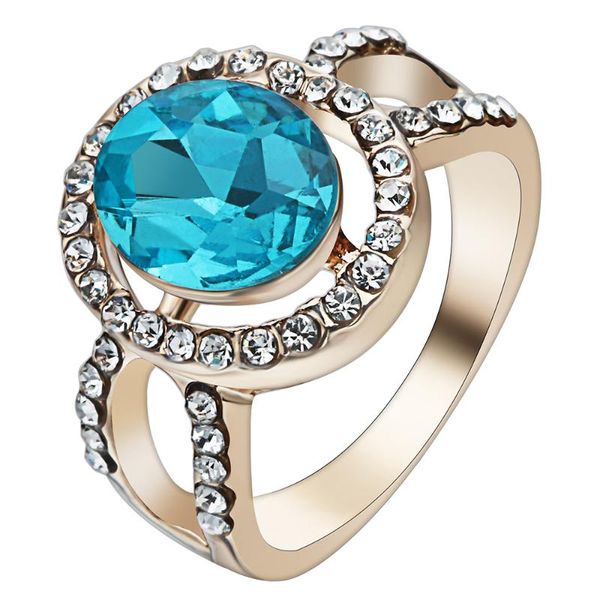 

sell gold color finger wedding ring jewelry for women white rhinestone romantic blue crystal wedding band for women, Golden;silver