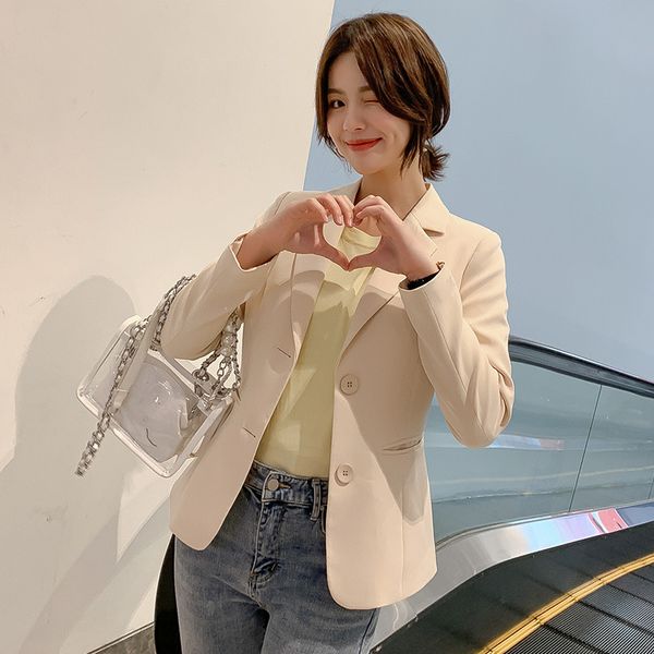 

2020 autumn new korean style fashion small suit casual slim women's blazer pockets jackets female suits coat blazers outerwear, White;black