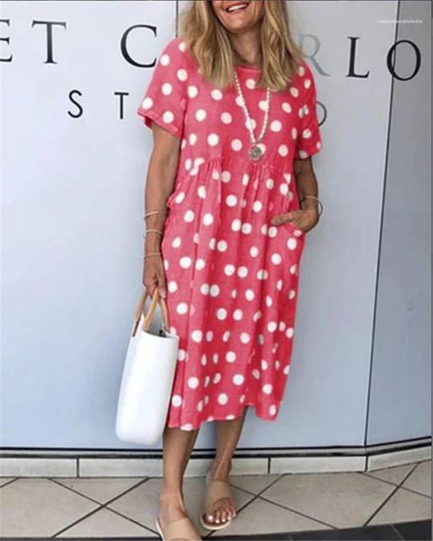 

dot short sleeve women dresses summer designer loose long ladies dress casual breathable female dress polka, Black;gray