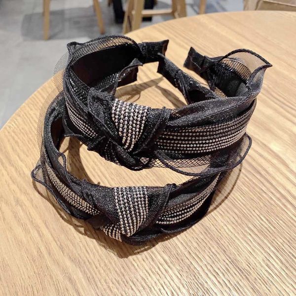 

hair accessories korea knotted rhinestone crystal black hairbands hairband for girls sparkling headbands women